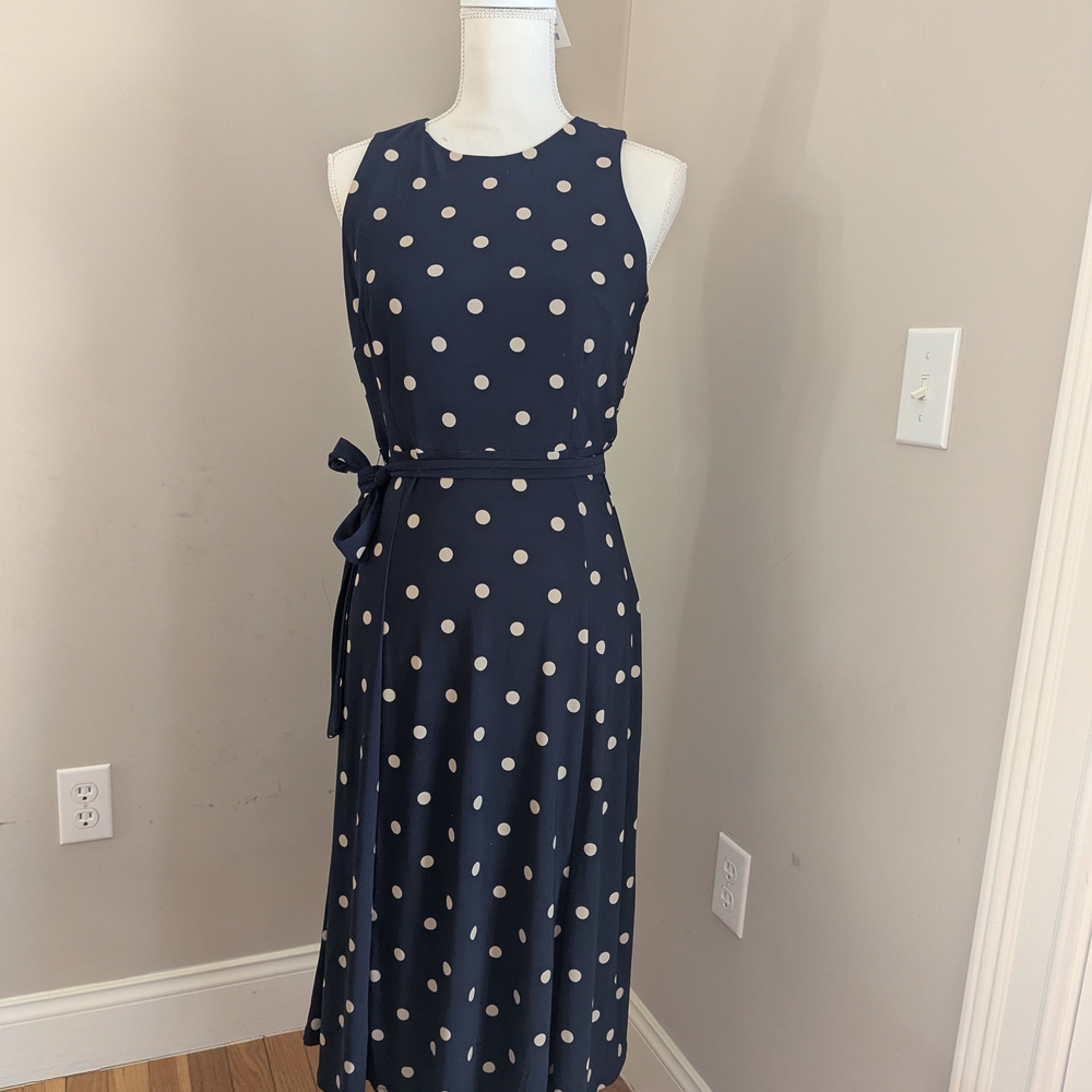 Anne Klein Blue Pleated Tie Front Sundress